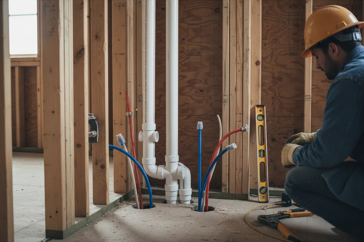 Drain and supply rough-in during Drain Cleaning in Woodlawn